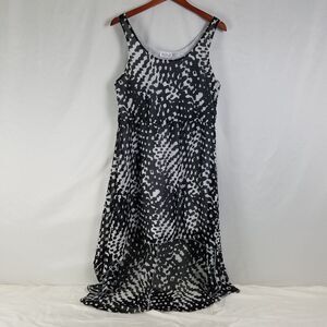 Geri C. Dress Womens Large Black White‎ Hi-Low Sheer Sleeveless Scoop Neck